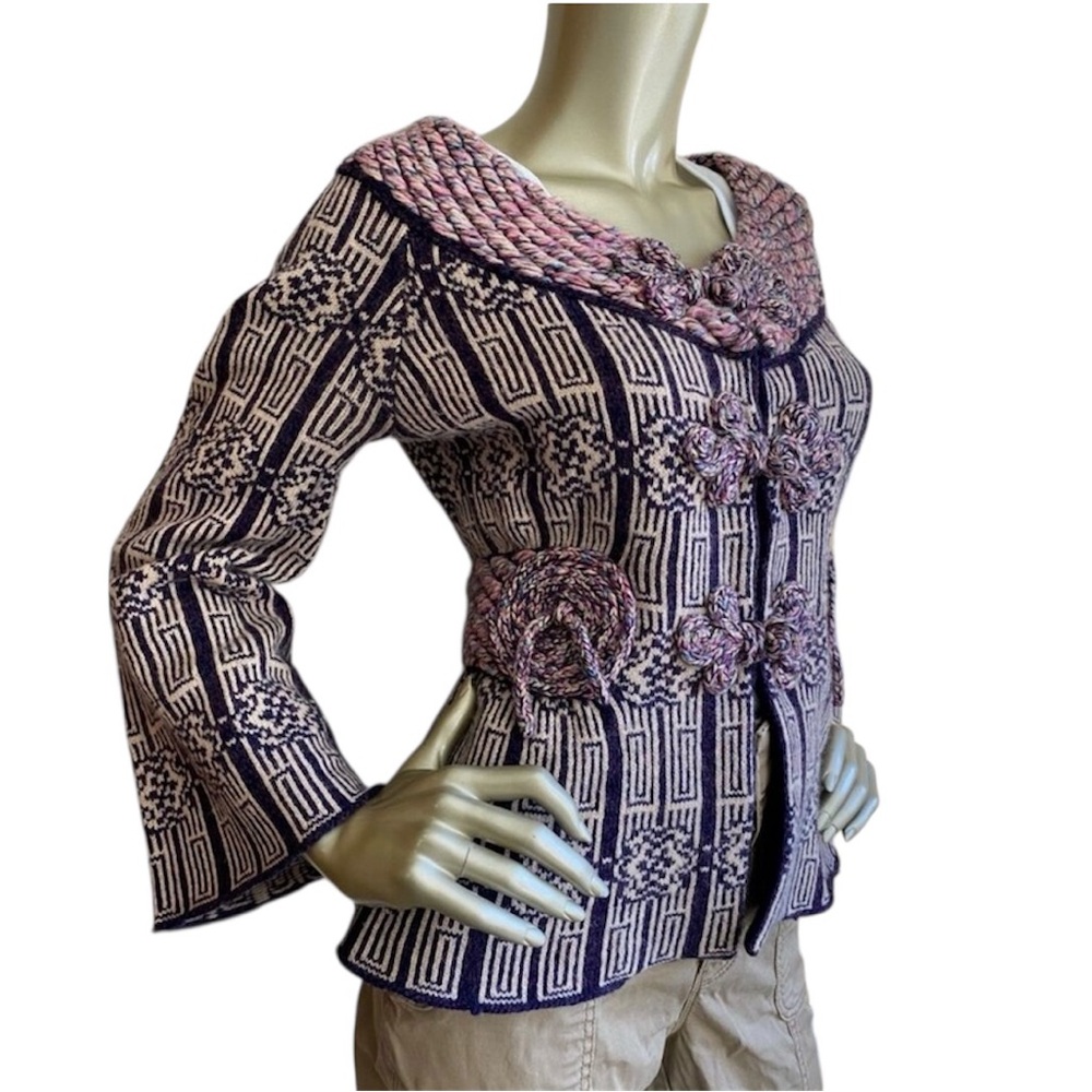 Sleeping on Snow Purple, Pink & Cream Sweater Jacket